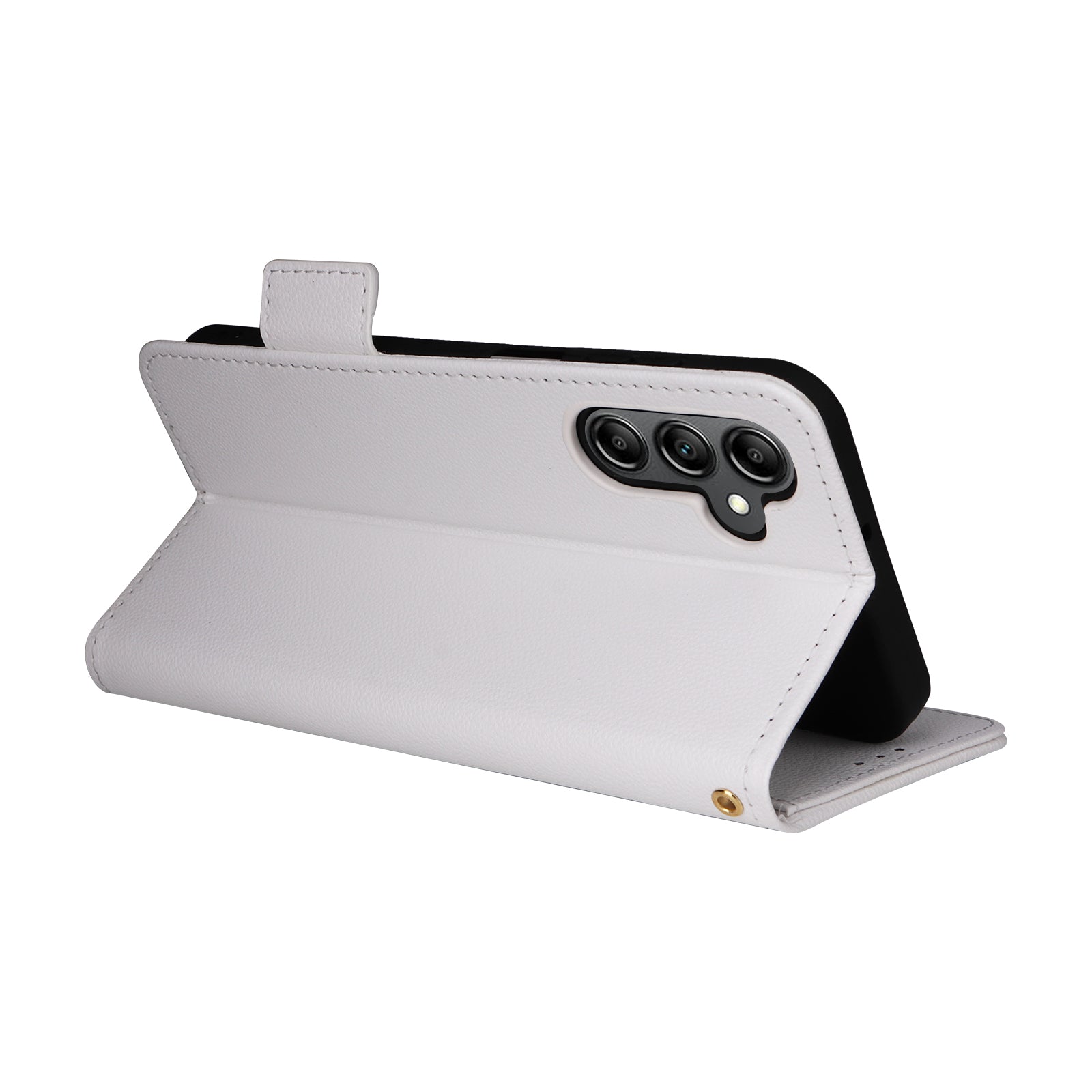 For Samsung Galaxy A15 4G / 5G Wallet Case PU Leather Litchi Texture Phone Stand Cover - White