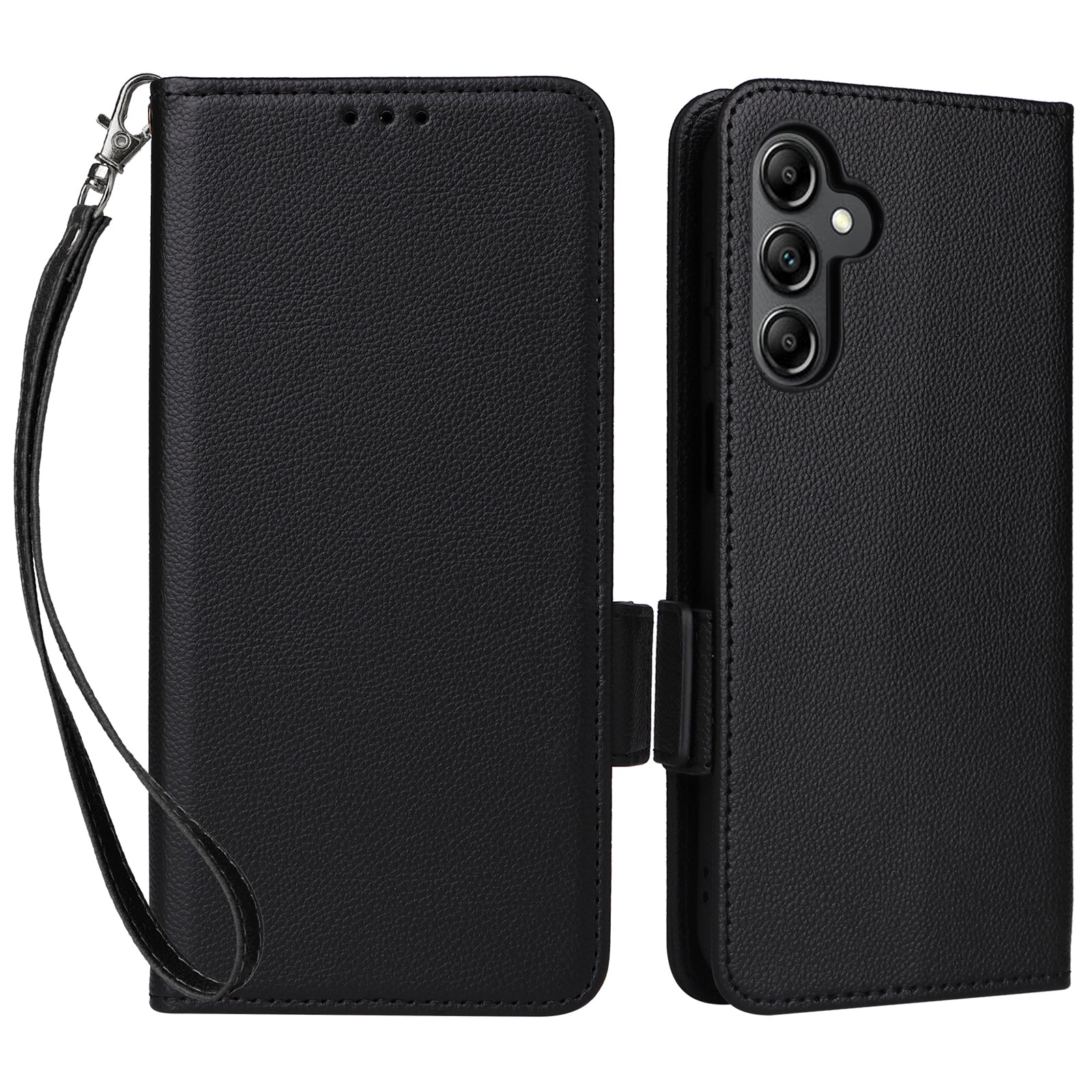 For Samsung Galaxy A15 4G / 5G Wallet Case PU Leather Litchi Texture Phone Stand Cover - White