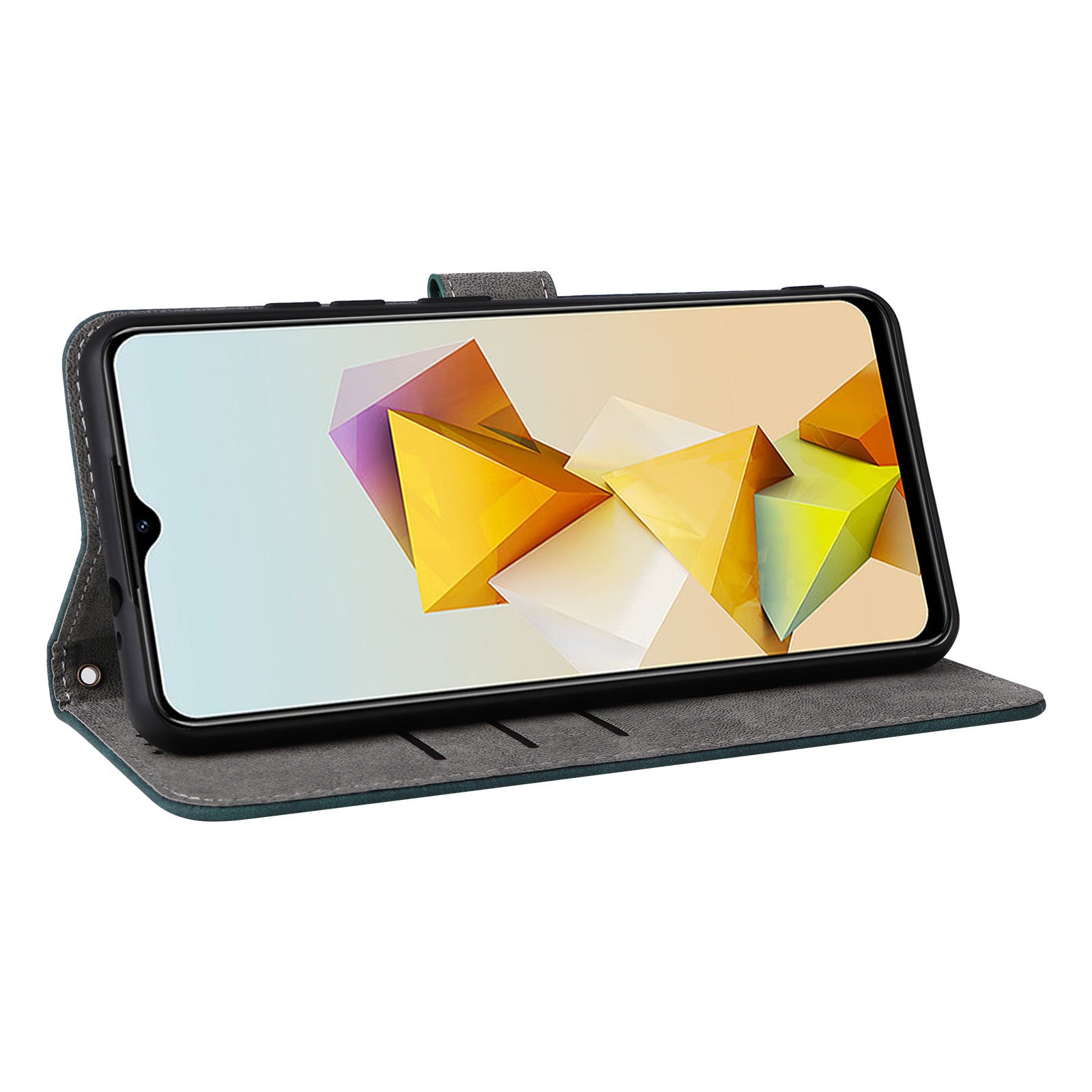 For ZTE Blade A73 5G Case RFID Blocking Card Slots Phone Cover with Hand Strap - Green