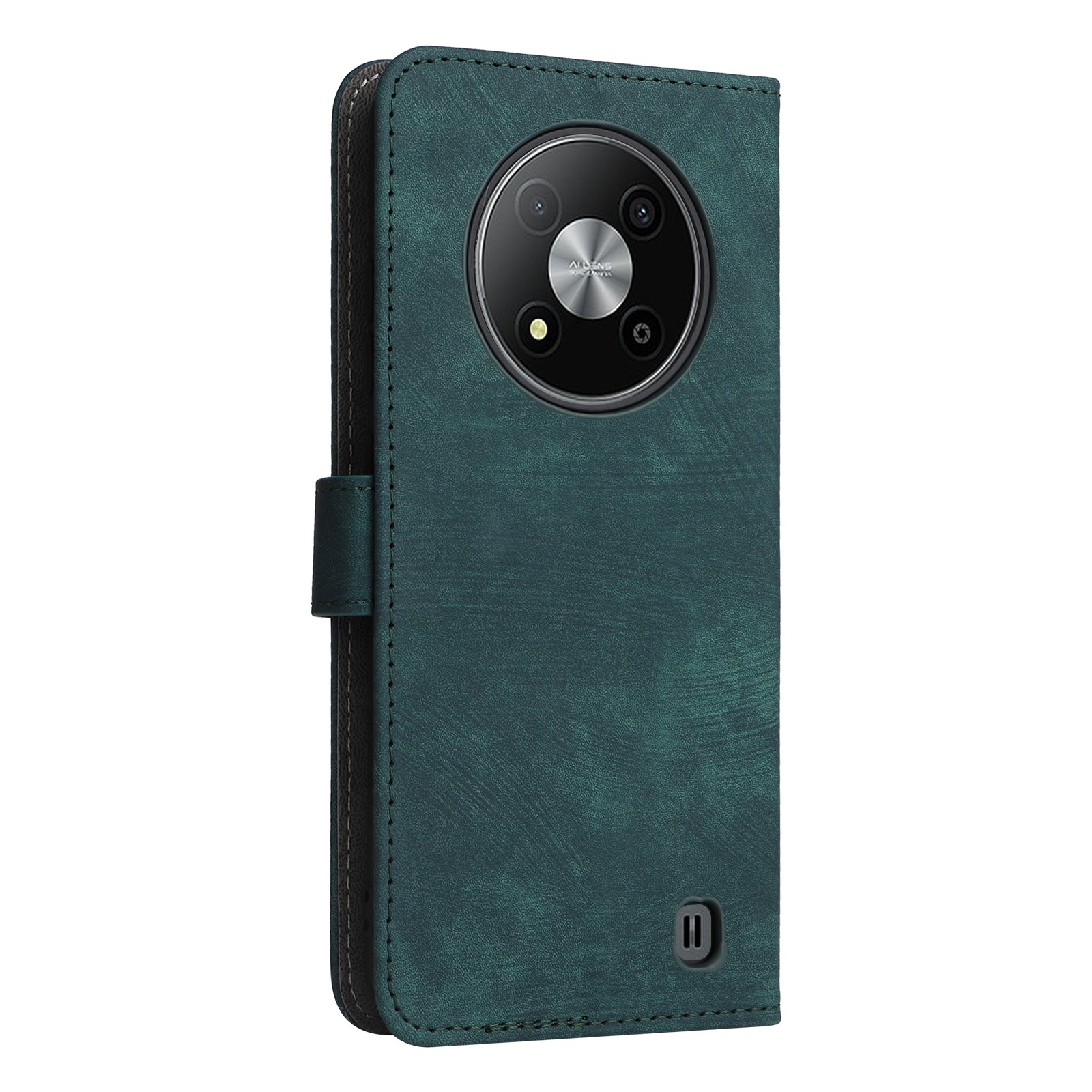 For ZTE Blade A73 5G Case RFID Blocking Card Slots Phone Cover with Hand Strap - Green