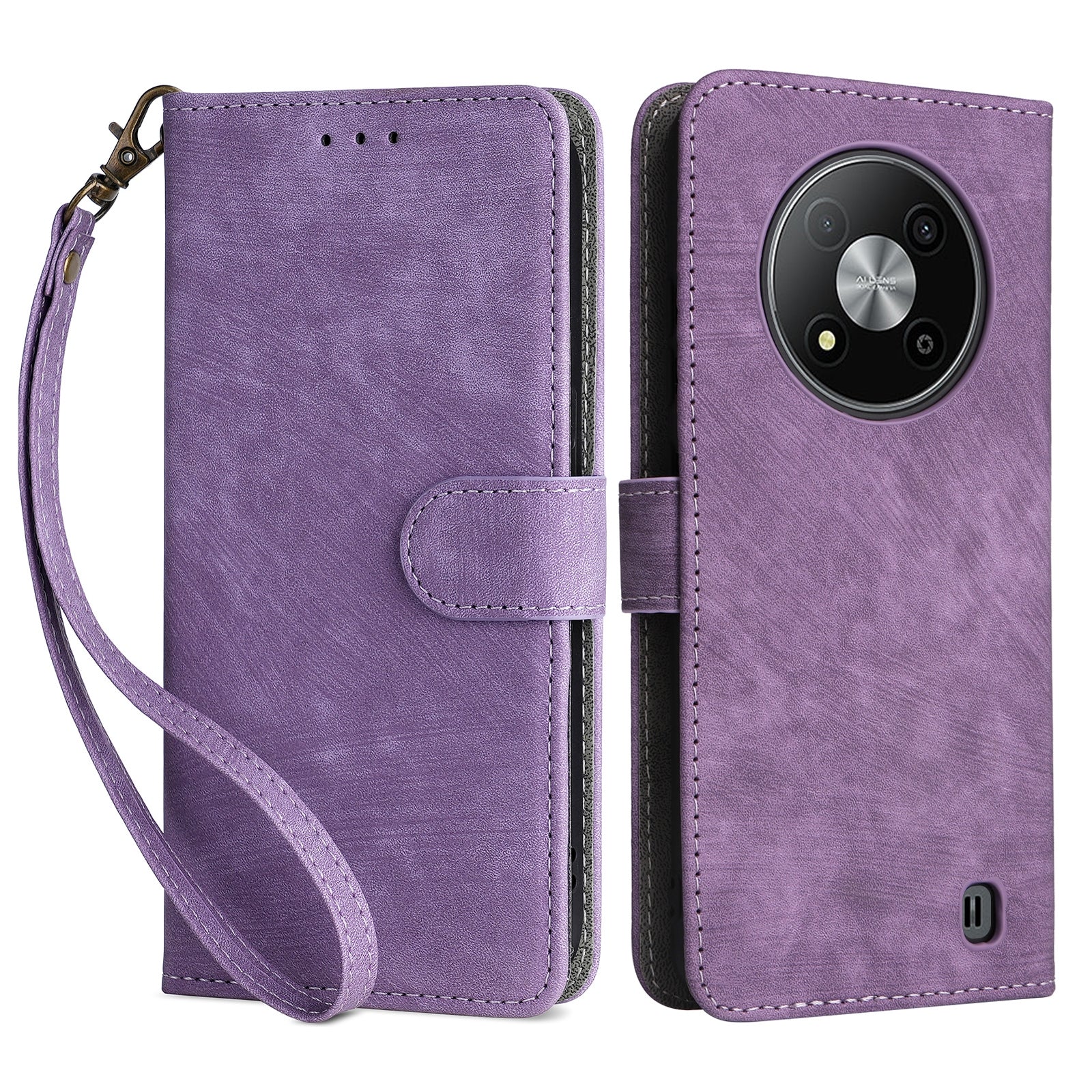 For ZTE Blade A73 5G Case RFID Blocking Card Slots Phone Cover with Hand Strap - Green