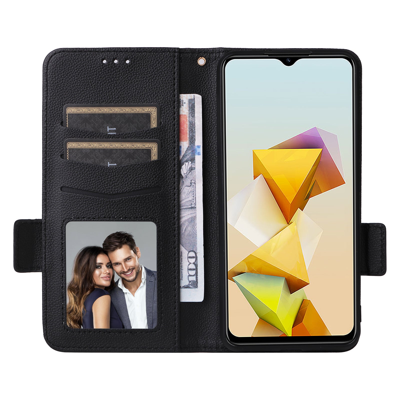 For ZTE Blade A73 5G Flip Wallet Leather Case with Card Slot Phone Cover - Black