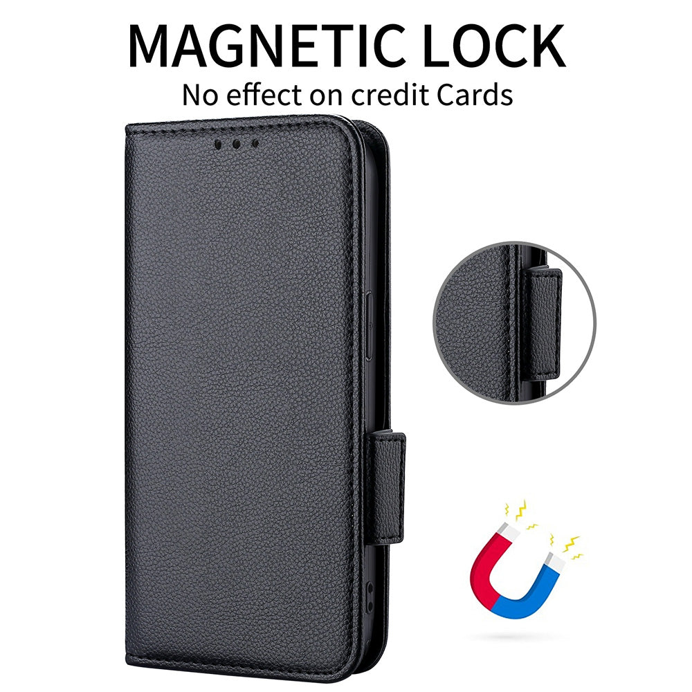 For ZTE Blade A73 5G Flip Wallet Leather Case with Card Slot Phone Cover - Black
