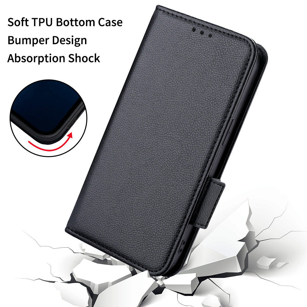 For ZTE Blade A73 5G Flip Wallet Leather Case with Card Slot Phone Cover - Black