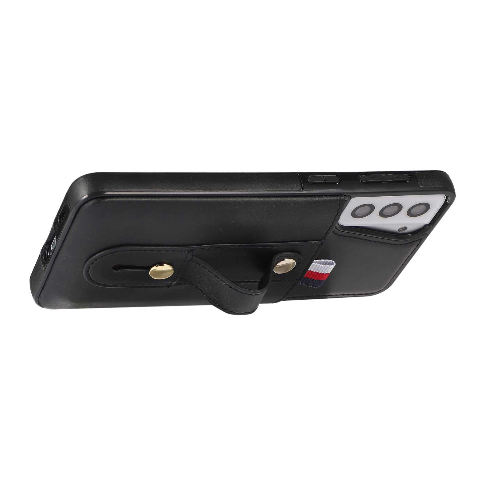 For Samsung Galaxy S21+ 5G Cell Phone Case Retro PU Leather+TPU Cover with Hidden Card Holder - Black