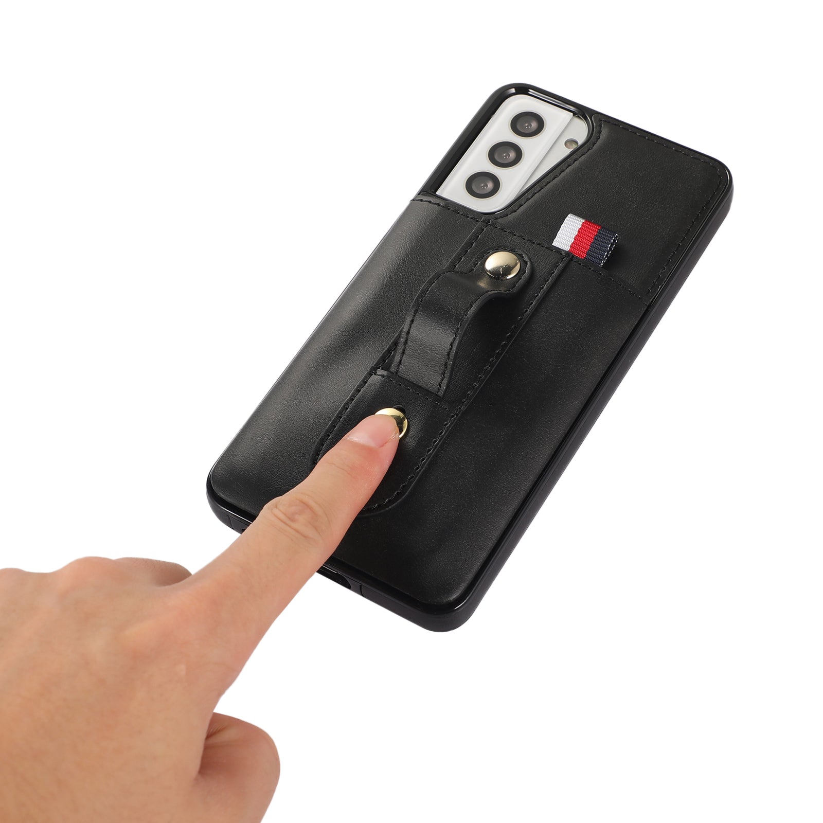 For Samsung Galaxy S21+ 5G Cell Phone Case Retro PU Leather+TPU Cover with Hidden Card Holder - Black
