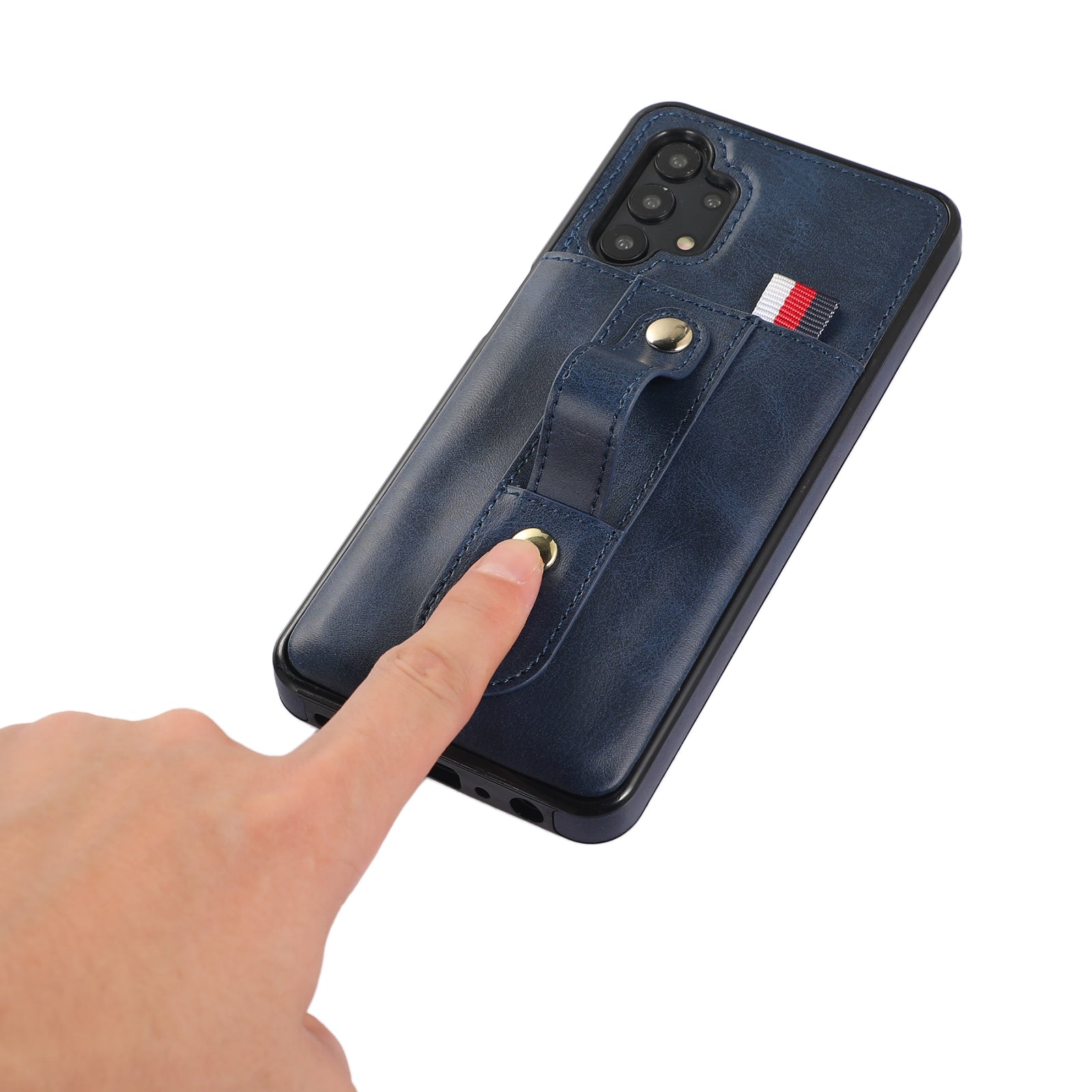 For Samsung Galaxy A53 5G Cell Phone Case PU Leather+TPU Back Cover with Hidden Card Holder - Blue