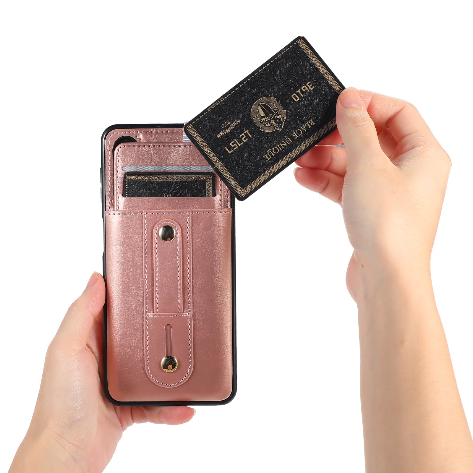 For Samsung Galaxy A52 4G / 5G / A52s 5G Phone Case PU Leather+TPU Cover with Card Slots - Rose Gold
