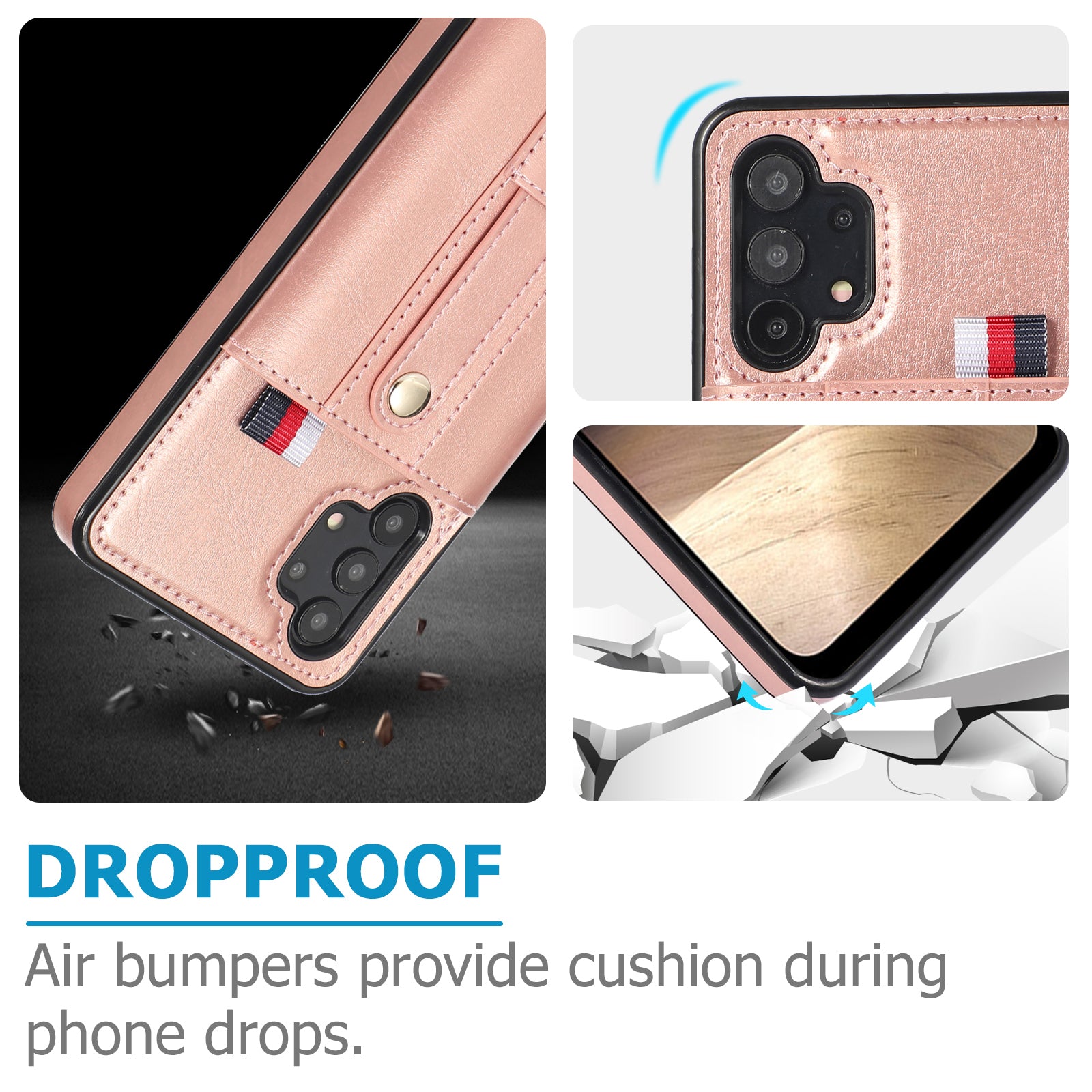 For Samsung Galaxy A52 4G / 5G / A52s 5G Phone Case PU Leather+TPU Cover with Card Slots - Rose Gold