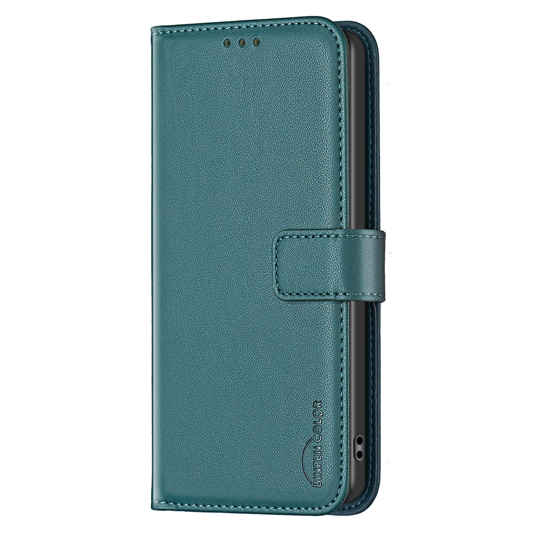 BINFEN COLOR BF17 For Transsion Infinix Smart 8 4G Leather Cover Viewing Stand Wallet Phone Case - Green