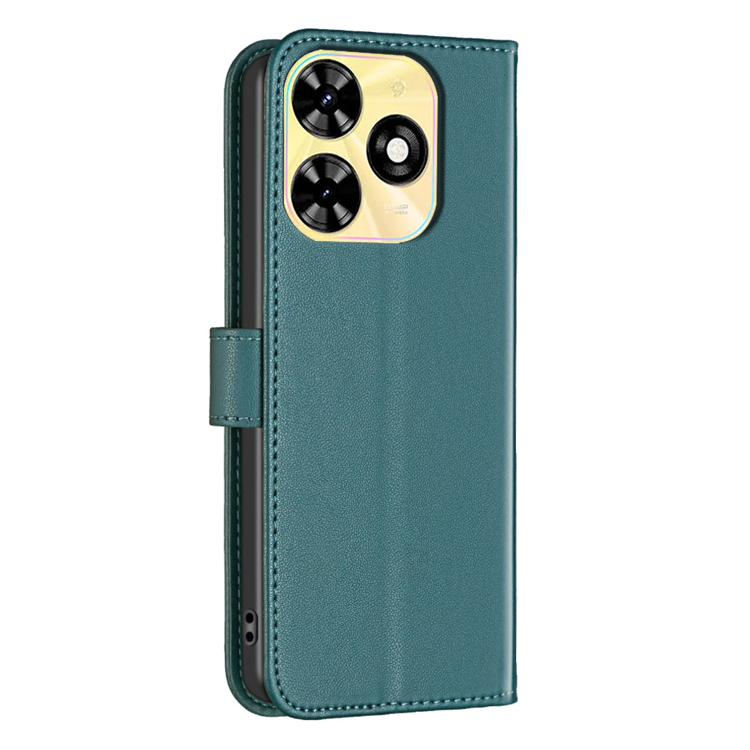 BINFEN COLOR BF17 For Transsion Infinix Smart 8 4G Leather Cover Viewing Stand Wallet Phone Case - Green