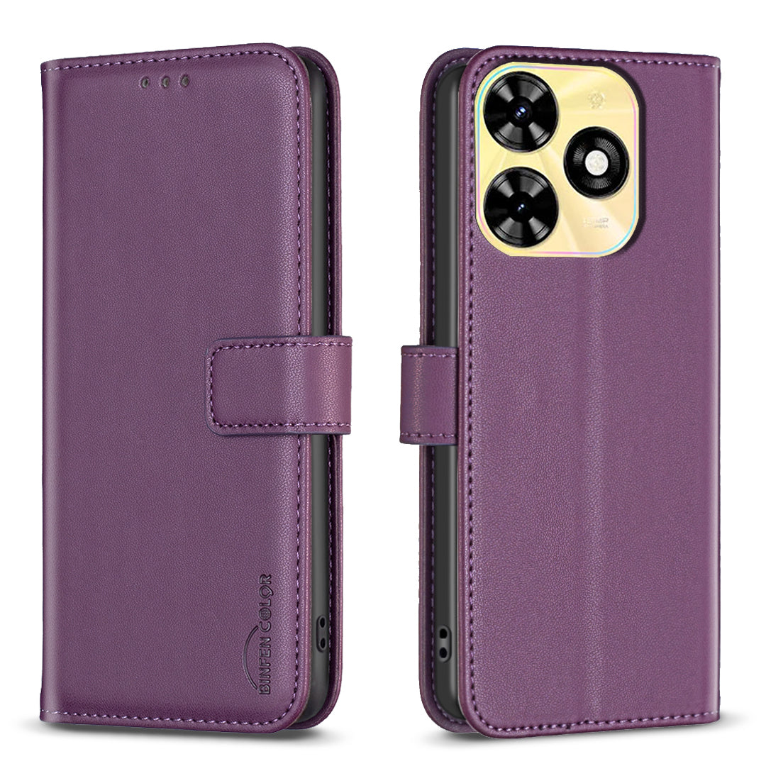 BINFEN COLOR BF17 For Transsion Infinix Smart 8 4G Leather Cover Viewing Stand Wallet Phone Case - Green