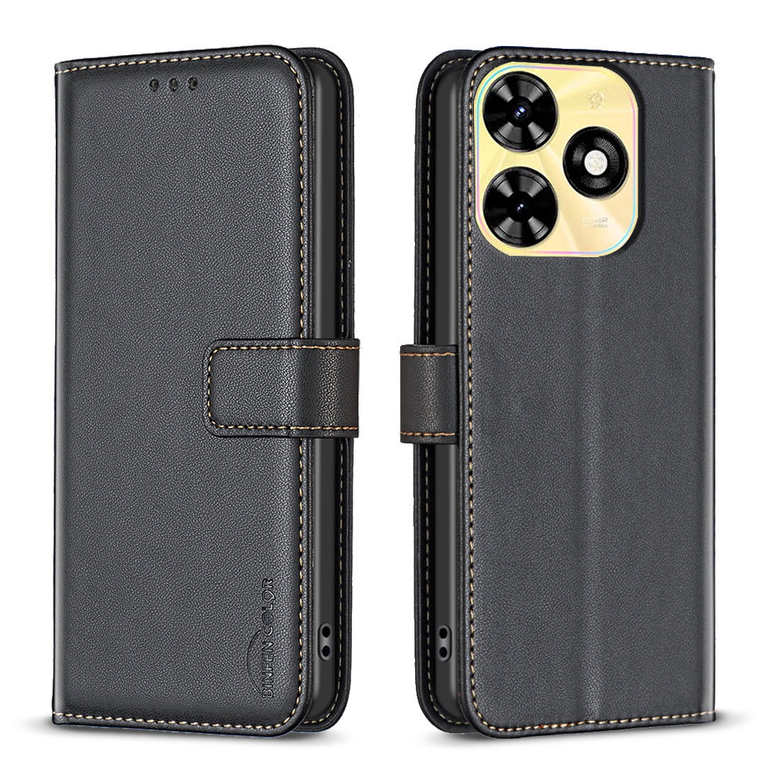 BINFEN COLOR BF17 For Transsion Infinix Smart 8 4G Leather Cover Viewing Stand Wallet Phone Case - Green
