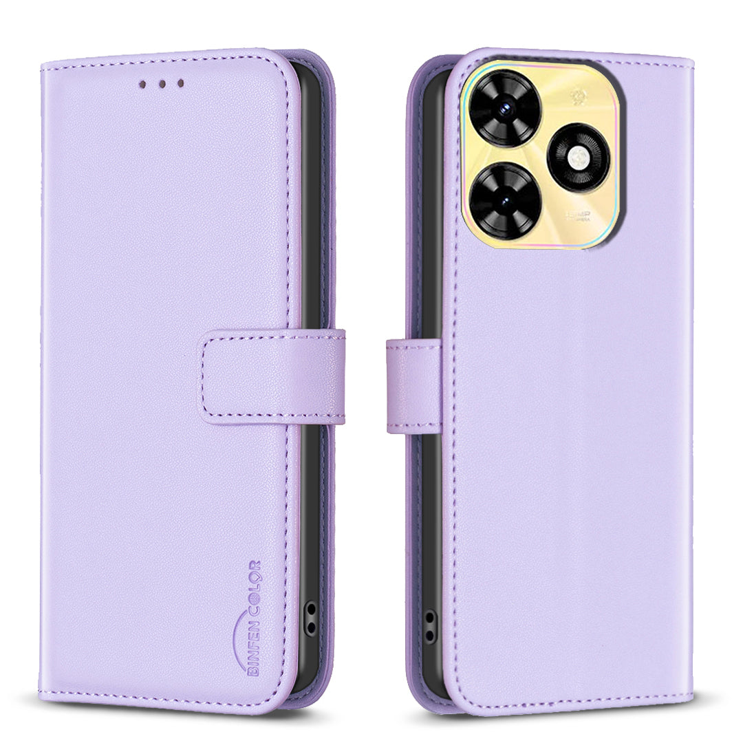 BINFEN COLOR BF17 For Transsion Infinix Smart 8 4G Leather Cover Viewing Stand Wallet Phone Case - Green
