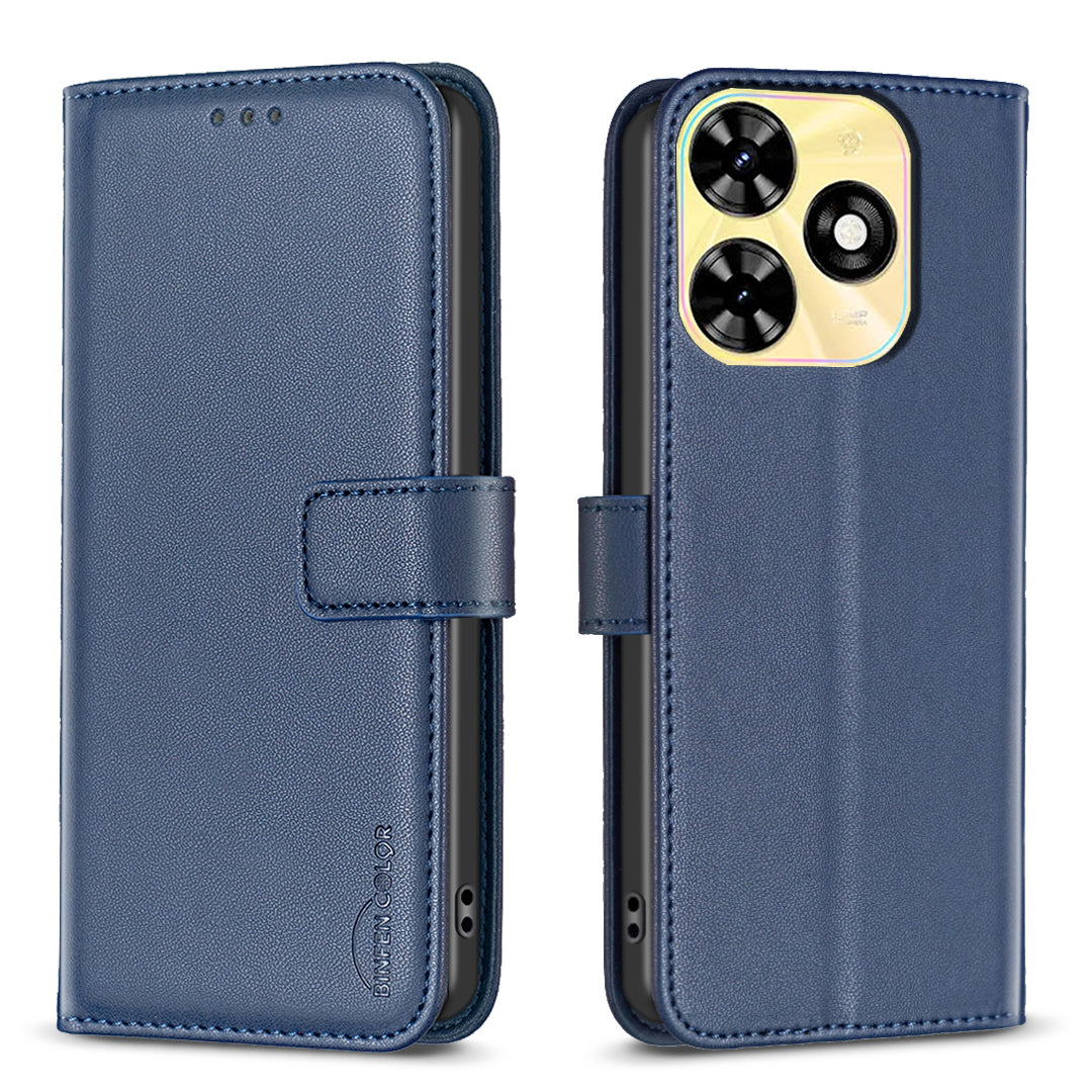 BINFEN COLOR BF17 For Transsion Infinix Smart 8 4G Leather Cover Viewing Stand Wallet Phone Case - Green