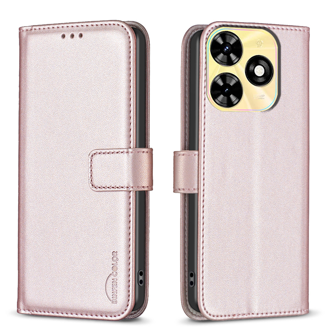 BINFEN COLOR BF17 For Transsion Infinix Smart 8 4G Leather Cover Viewing Stand Wallet Phone Case - Green