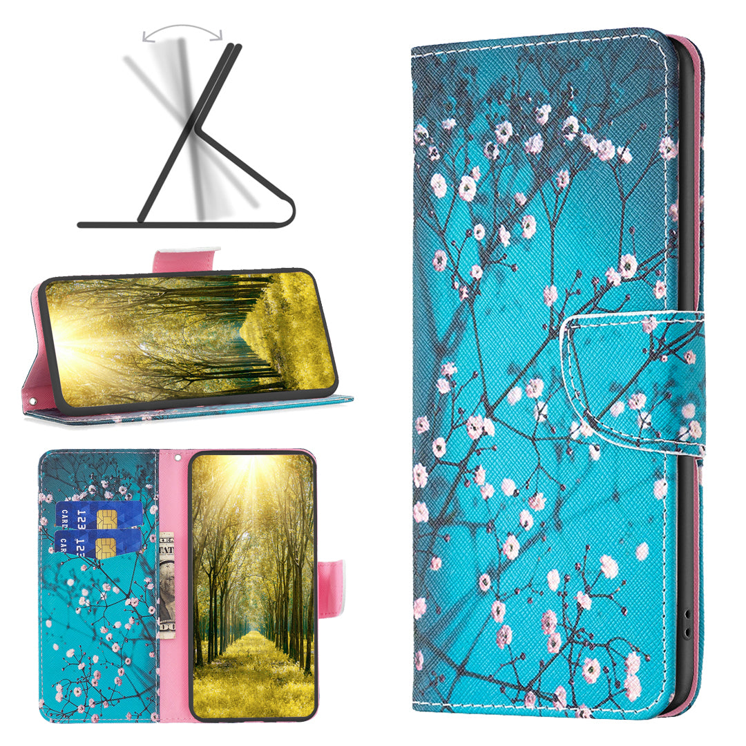 For Transsion Infinix Smart 8 4G Pattern Leather Flip Phone Case Wallet Cover - Plum Blossom