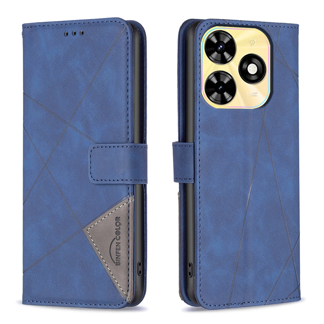BINFEN COLOR BF05 For Transsion Infinix Smart 8 4G Leather Case Phone Cover with Wallet Stand - Blue