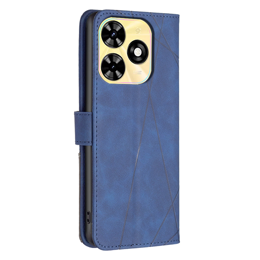 BINFEN COLOR BF05 For Transsion Infinix Smart 8 4G Leather Case Phone Cover with Wallet Stand - Blue