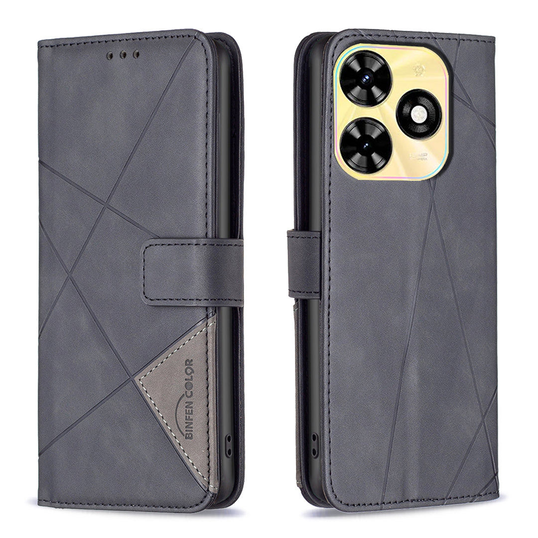 BINFEN COLOR BF05 For Transsion Infinix Smart 8 4G Leather Case Phone Cover with Wallet Stand - Blue