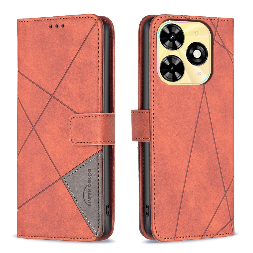 BINFEN COLOR BF05 For Transsion Infinix Smart 8 4G Leather Case Phone Cover with Wallet Stand - Blue