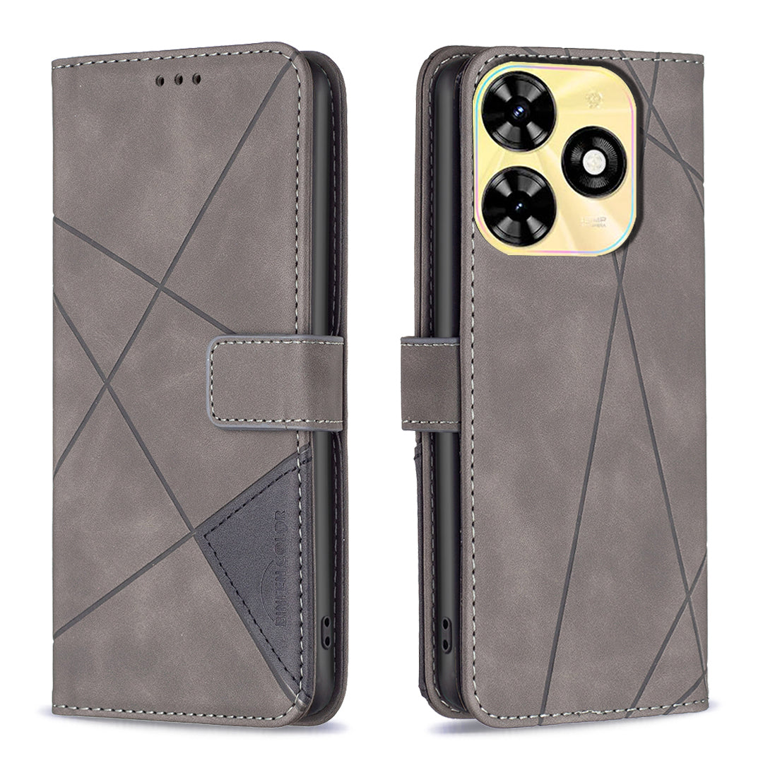 BINFEN COLOR BF05 For Transsion Infinix Smart 8 4G Leather Case Phone Cover with Wallet Stand - Blue