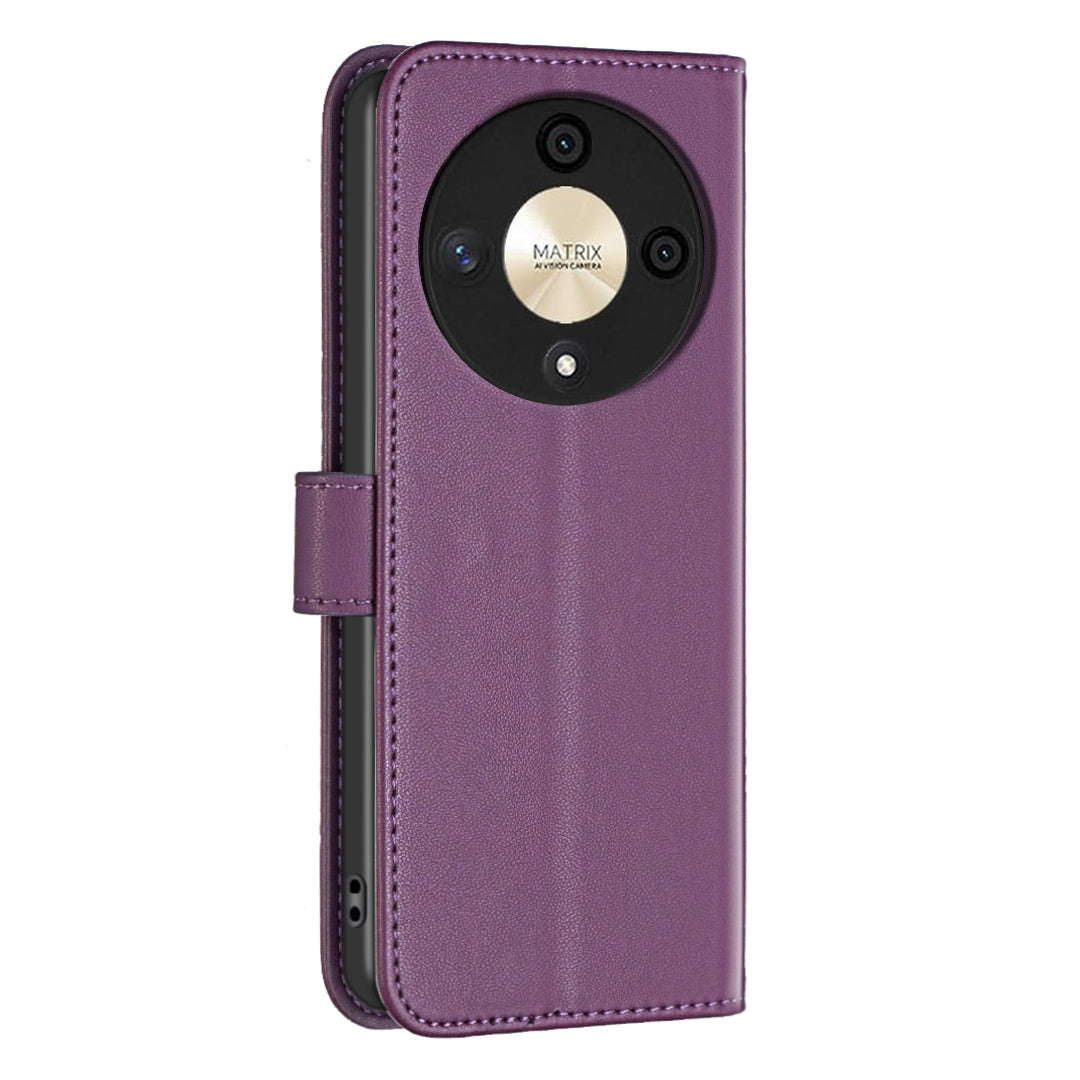 BINFEN COLOR BF17 For Honor X9b 5G / Magic6 Lite 5G Leather Case Wallet Protective Cover - Dark Purple
