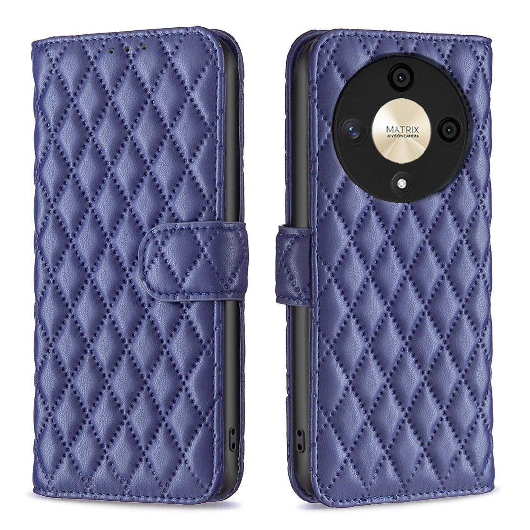 BINFEN COLOR BF Style-14 For Honor X9b 5G / Magic6 Lite 5G Leather Phone Case with Stand Wallet - Blue