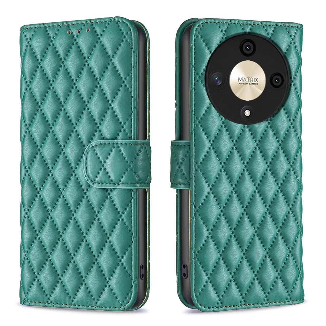 BINFEN COLOR BF Style-14 For Honor X9b 5G / Magic6 Lite 5G Leather Phone Case with Stand Wallet - Blue
