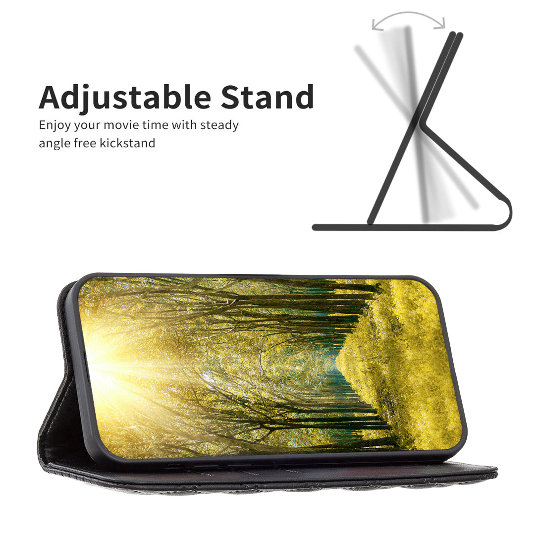 BINFEN COLOR BF Style-16 For Honor X9b 5G / Magic6 Lite 5G Leather Case Card Slot Stand Phone Cover - Black