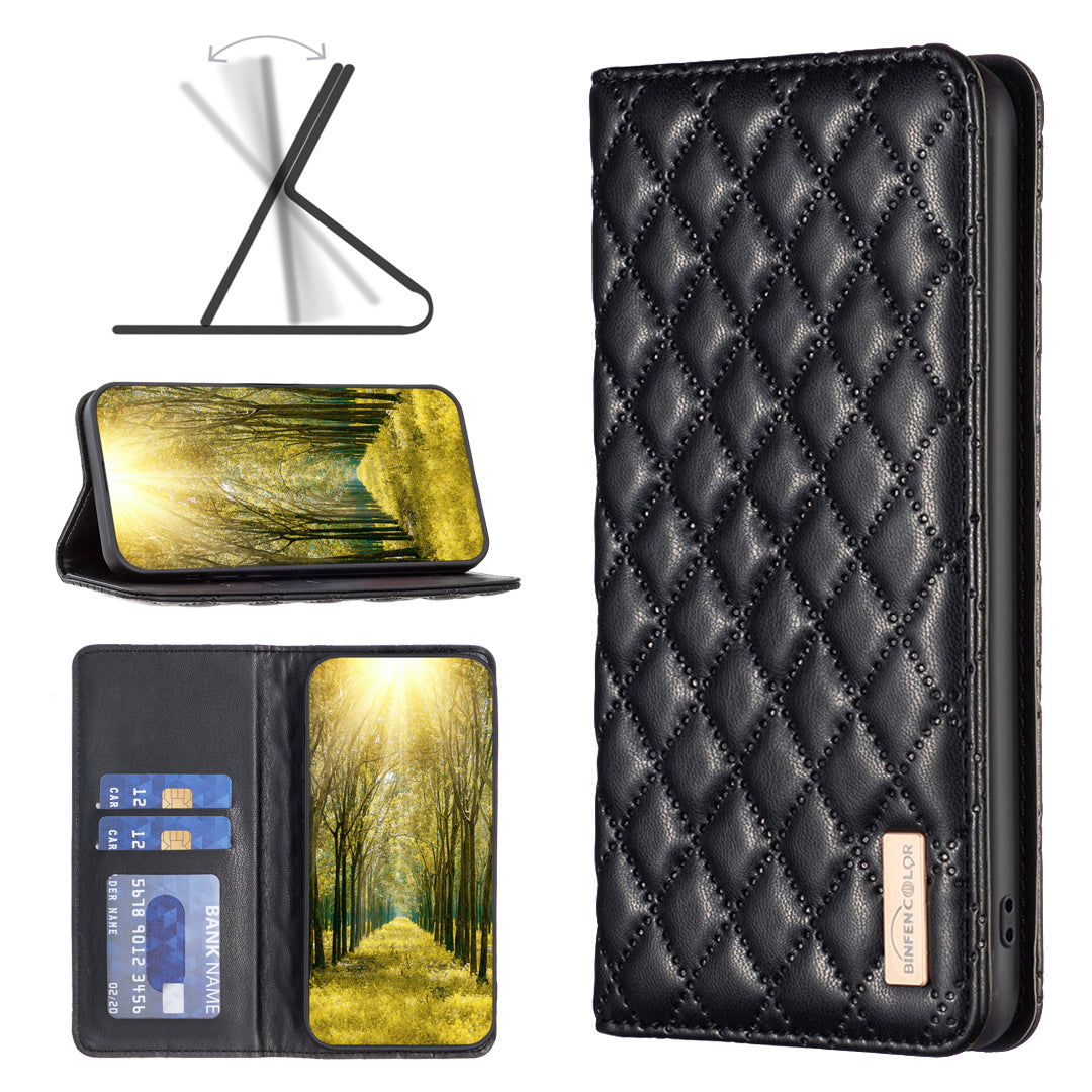 BINFEN COLOR BF Style-16 For Honor X9b 5G / Magic6 Lite 5G Leather Case Card Slot Stand Phone Cover - Black
