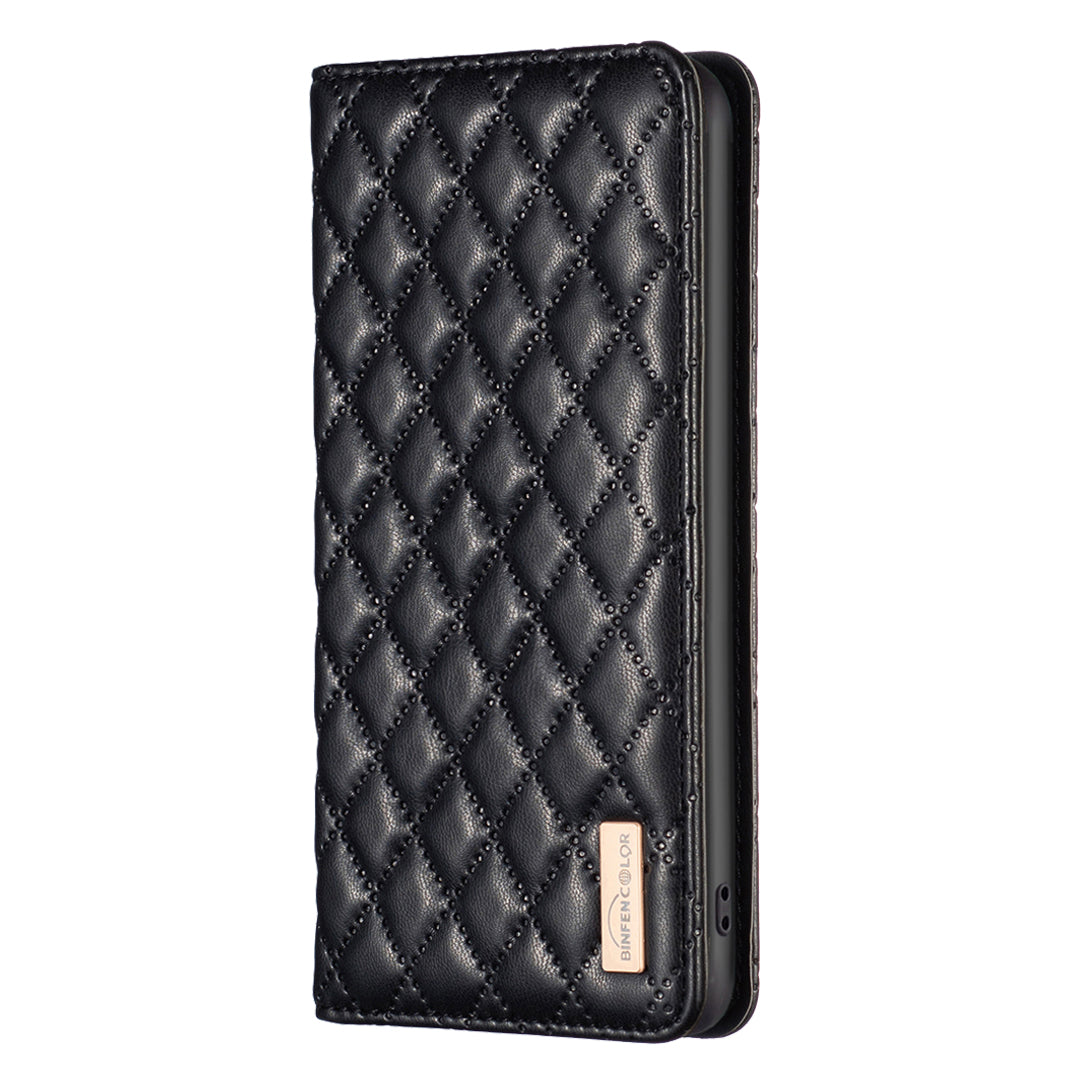 BINFEN COLOR BF Style-16 For Honor X9b 5G / Magic6 Lite 5G Leather Case Card Slot Stand Phone Cover - Black