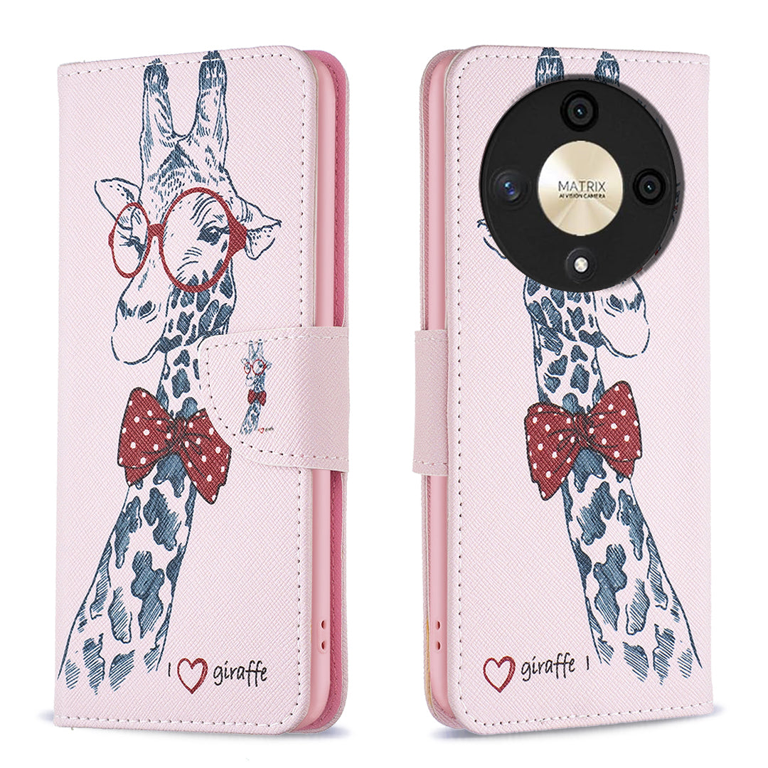 For Honor X9b 5G / Magic6 Lite 5G Case Wallet Pattern PU Leather Flip Phone Cover - Sunflower