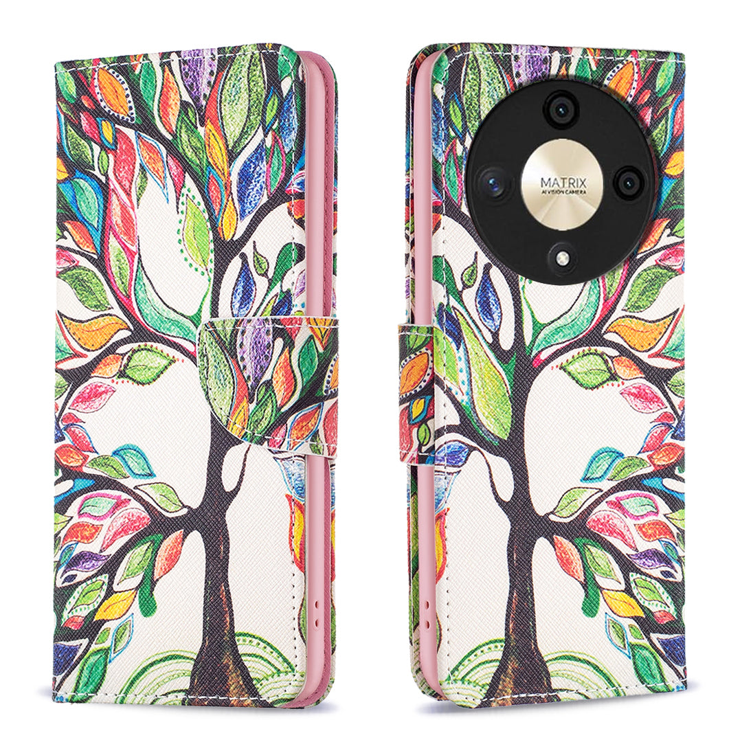 For Honor X9b 5G / Magic6 Lite 5G Case Wallet Pattern PU Leather Flip Phone Cover - Sunflower