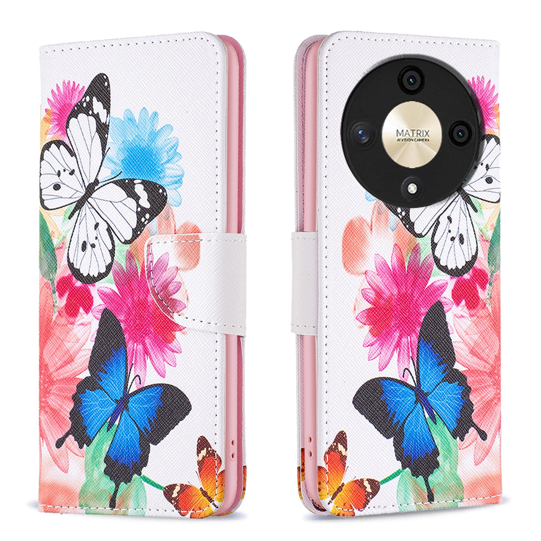For Honor X9b 5G / Magic6 Lite 5G Case Wallet Pattern PU Leather Flip Phone Cover - Sunflower