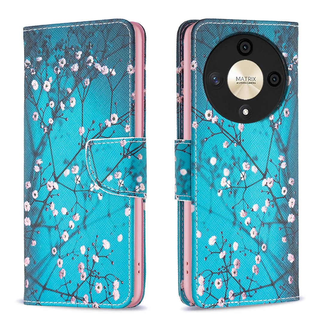 For Honor X9b 5G / Magic6 Lite 5G Case Wallet Pattern PU Leather Flip Phone Cover - Sunflower