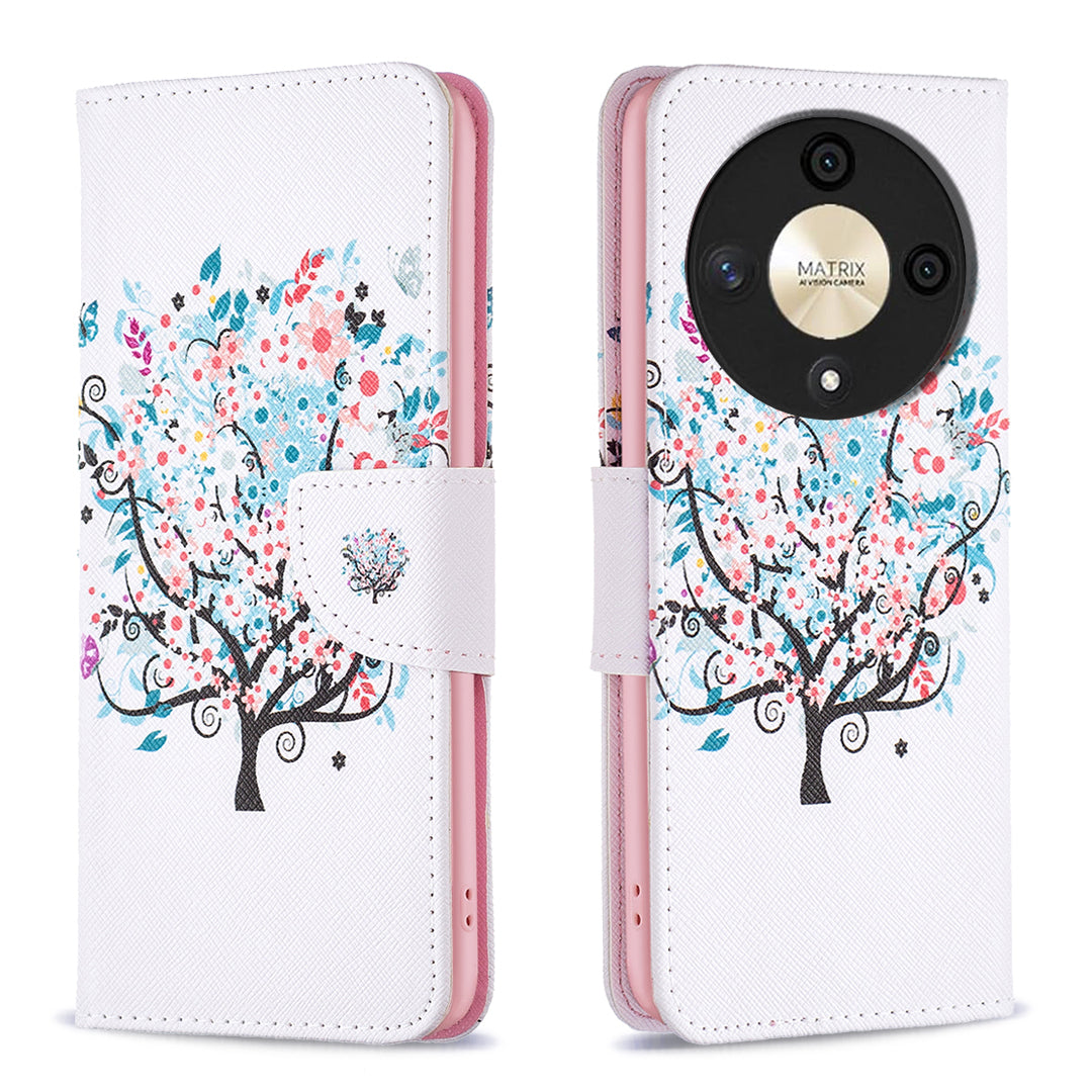 For Honor X9b 5G / Magic6 Lite 5G Case Wallet Pattern PU Leather Flip Phone Cover - Sunflower