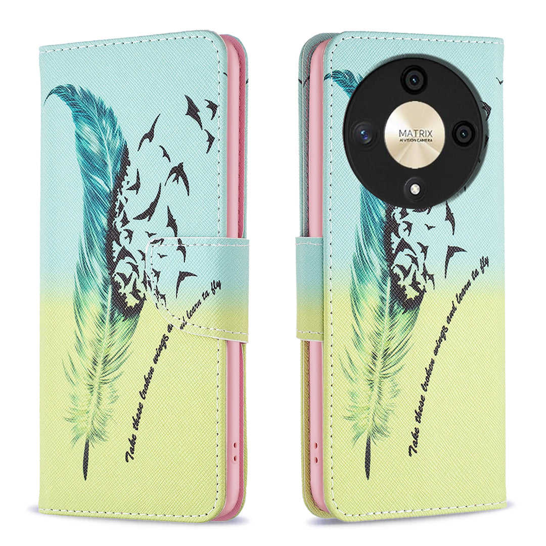 For Honor X9b 5G / Magic6 Lite 5G Case Wallet Pattern PU Leather Flip Phone Cover - Sunflower