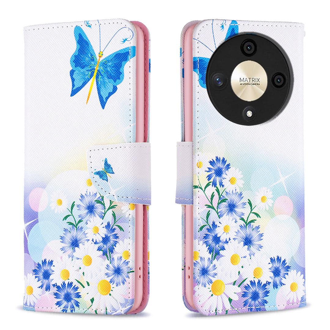 For Honor X9b 5G / Magic6 Lite 5G Case Wallet Pattern PU Leather Flip Phone Cover - Sunflower