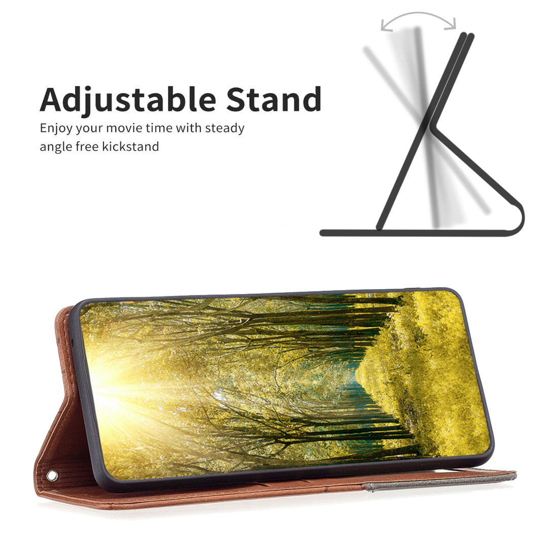 For Honor X9b 5G / Magic6 Lite 5G Leather Case Magnetic Closing Phone Cover with Card Slots - Brown