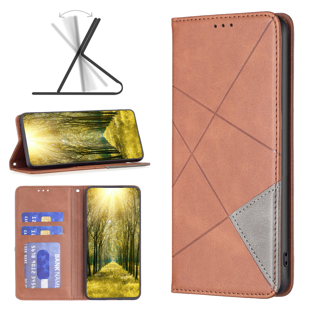 For Honor X9b 5G / Magic6 Lite 5G Leather Case Magnetic Closing Phone Cover with Card Slots - Brown
