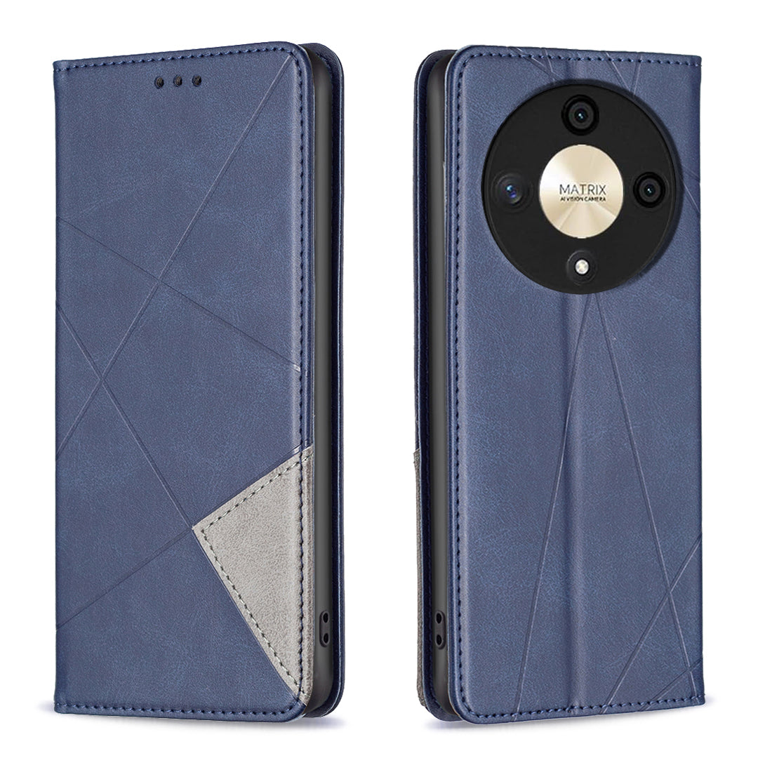 For Honor X9b 5G / Magic6 Lite 5G Leather Case Magnetic Closing Phone Cover with Card Slots - Brown