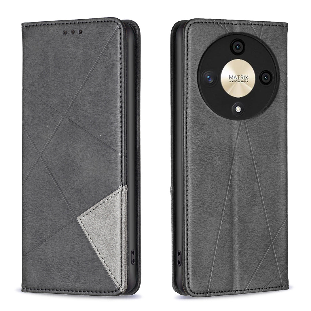 For Honor X9b 5G / Magic6 Lite 5G Leather Case Magnetic Closing Phone Cover with Card Slots - Brown