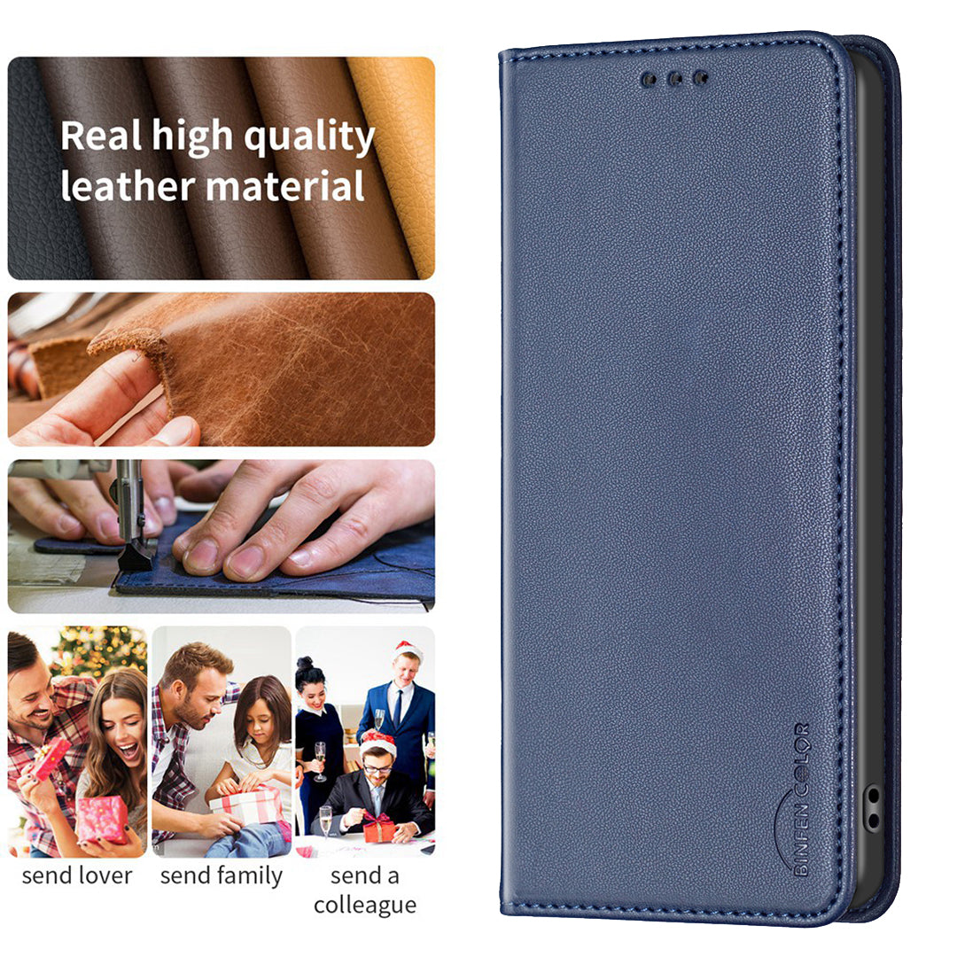 BINFEN COLOR BF18 For Honor X9b 5G / Magic6 Lite 5G Phone Case with Card Holder Stand - Blue
