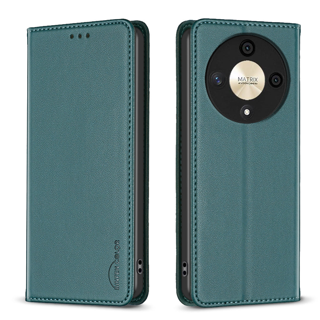 BINFEN COLOR BF18 For Honor X9b 5G / Magic6 Lite 5G Phone Case with Card Holder Stand - Blue