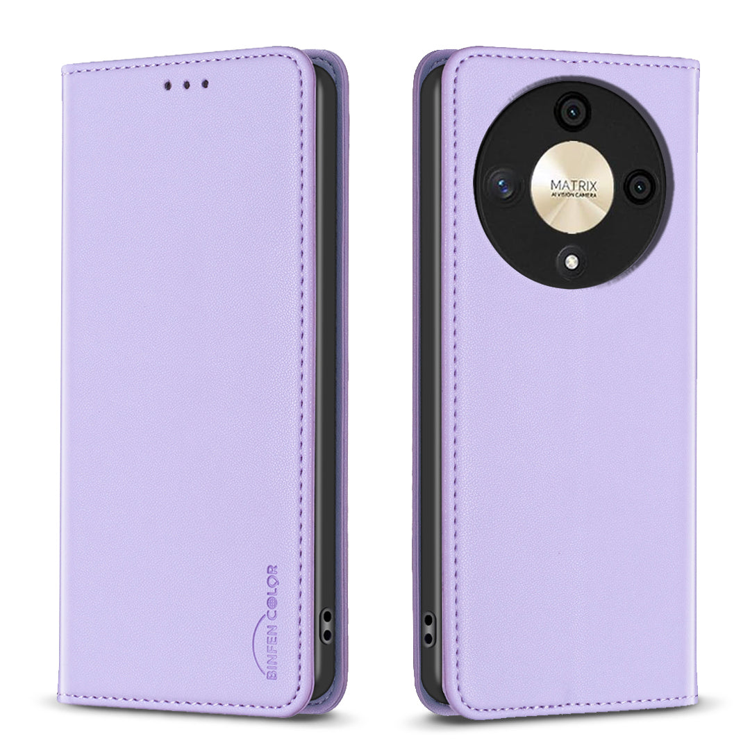 BINFEN COLOR BF18 For Honor X9b 5G / Magic6 Lite 5G Phone Case with Card Holder Stand - Blue