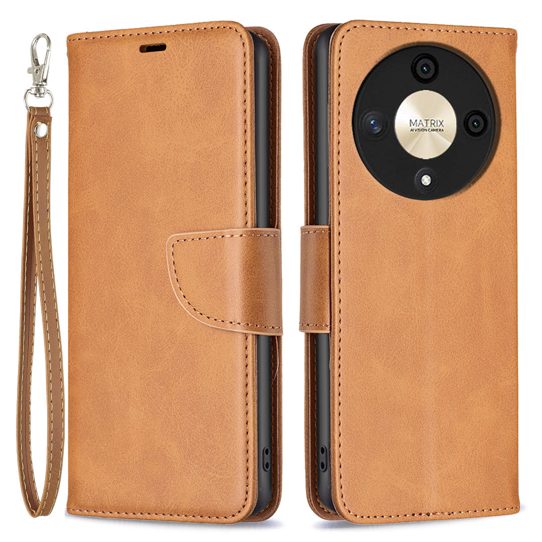 For Honor X9b 5G / Magic6 Lite 5G Case Solid Color Leather Wallet Phone Cover - Black