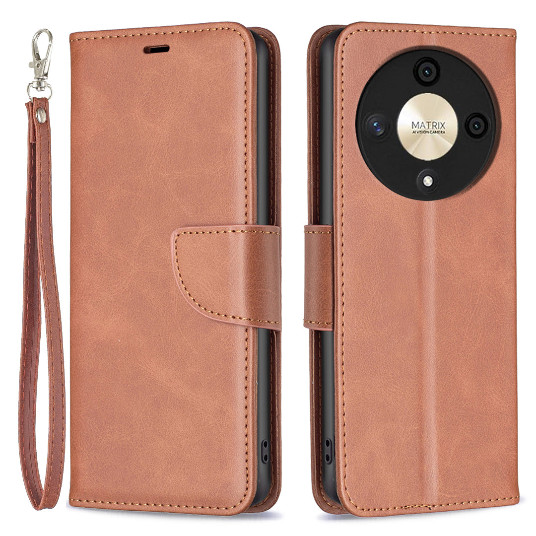 For Honor X9b 5G / Magic6 Lite 5G Case Solid Color Leather Wallet Phone Cover - Black