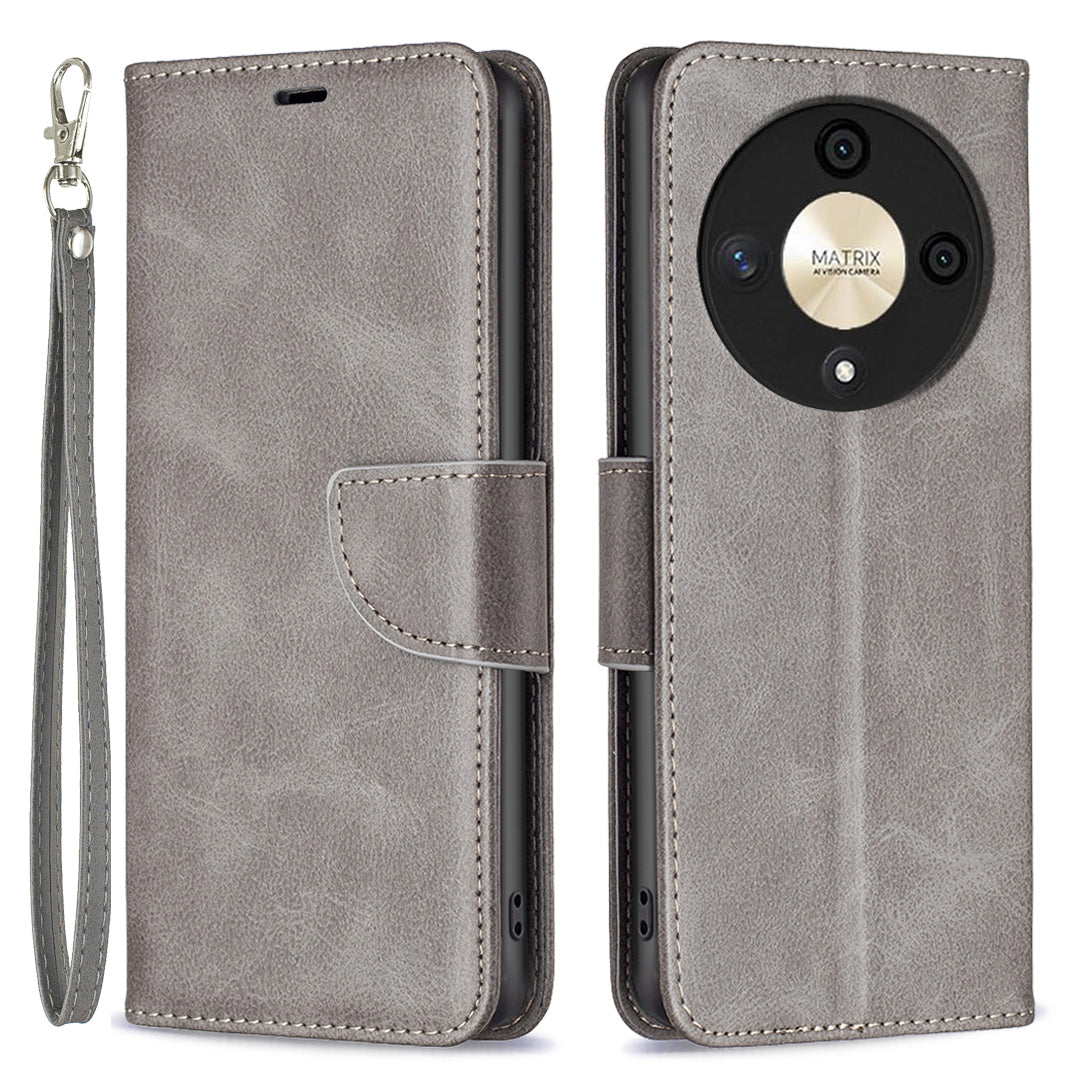 For Honor X9b 5G / Magic6 Lite 5G Case Solid Color Leather Wallet Phone Cover - Black