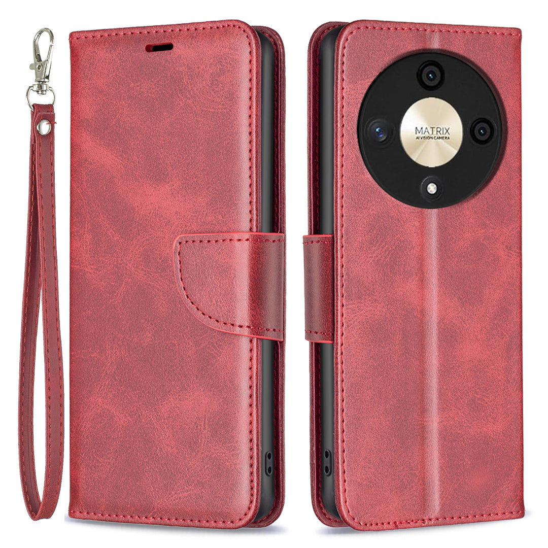 For Honor X9b 5G / Magic6 Lite 5G Case Solid Color Leather Wallet Phone Cover - Black